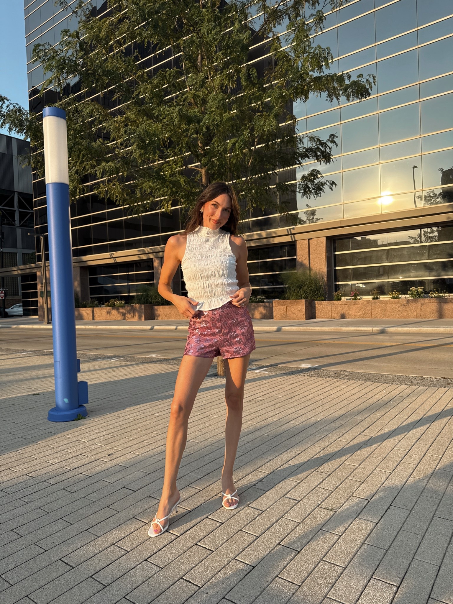 Pink microshorts, micro shorts, sparkle shorts, white tank, white heels, city outfit, city chic, pink shorts

#LTKFindsUnder50 #LTKSaleAlert #LTKStyleTip