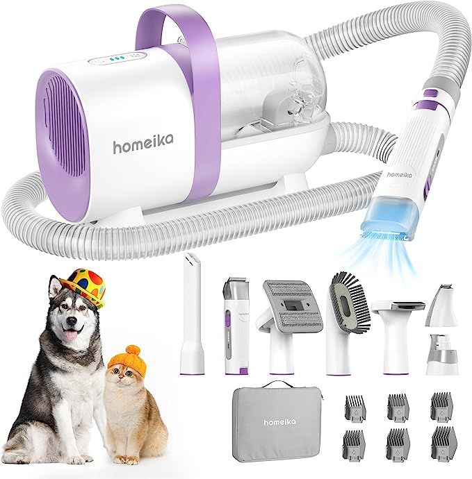 Homeika Dog Grooming Kit, 1.5L Dog Hair Vacuum Suction 99% Pet Hair, 8 Pet Grooming Tools, Storag... | Amazon (US)