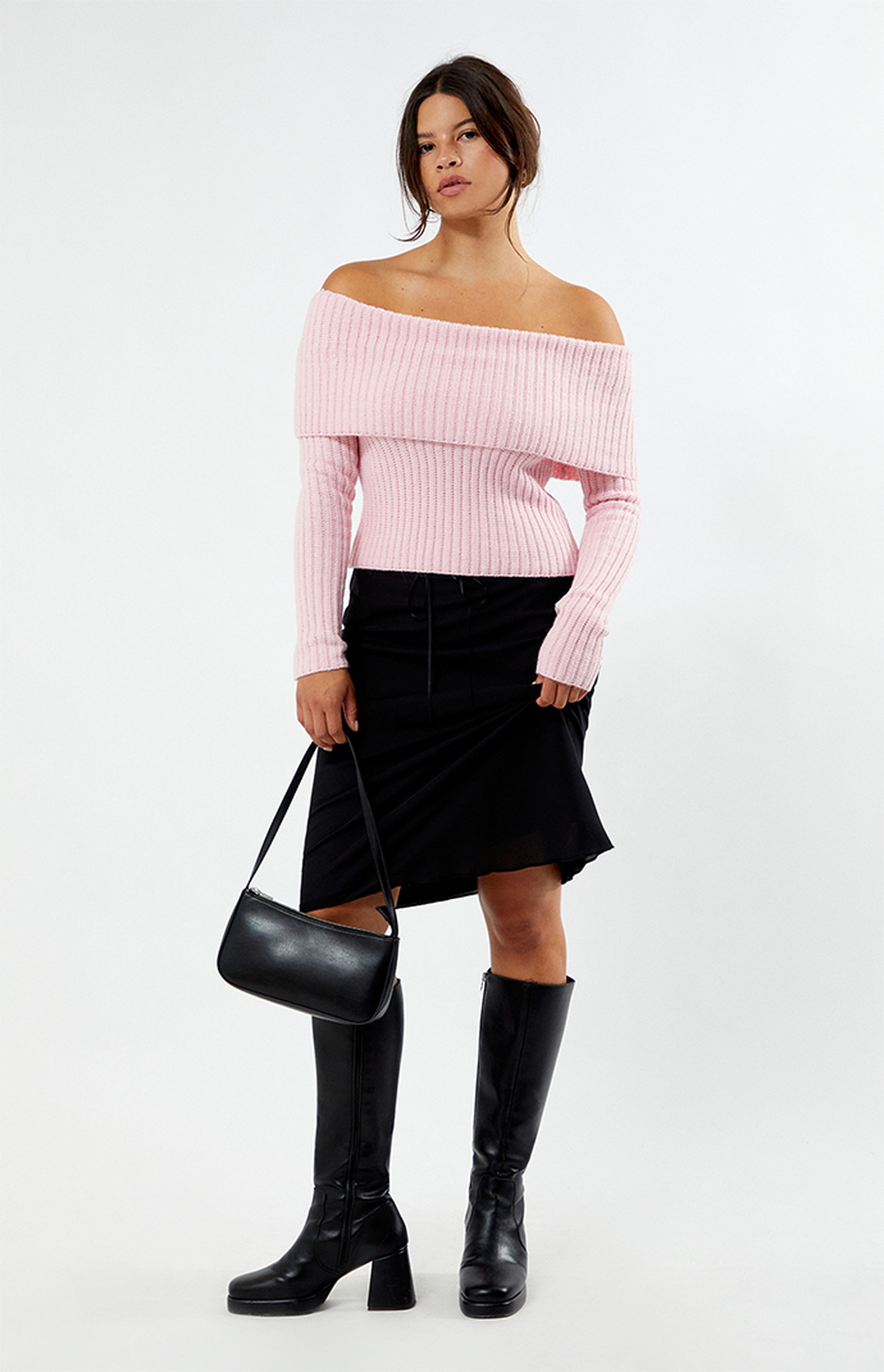 LA Hearts Calista Fold-Over Off-The-Shoulder Sweater | PacSun