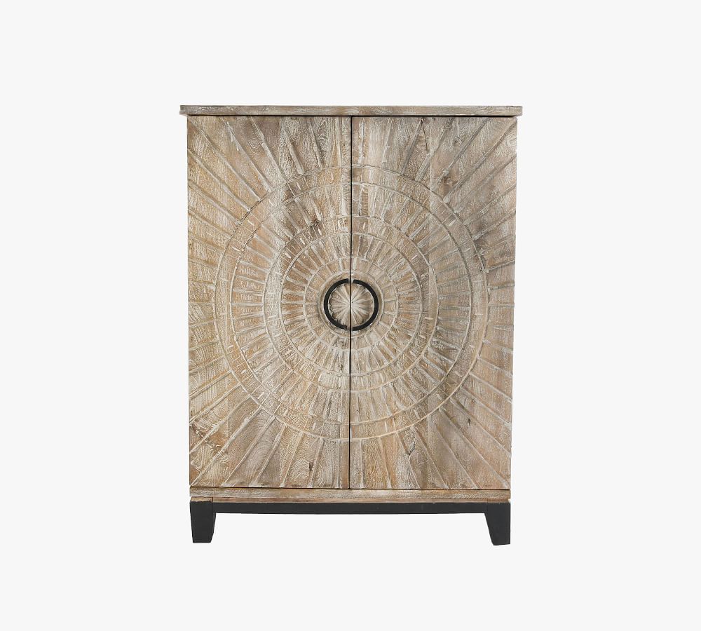 Tegan 36" Carved Wood Bar Cabinet | Pottery Barn (US)