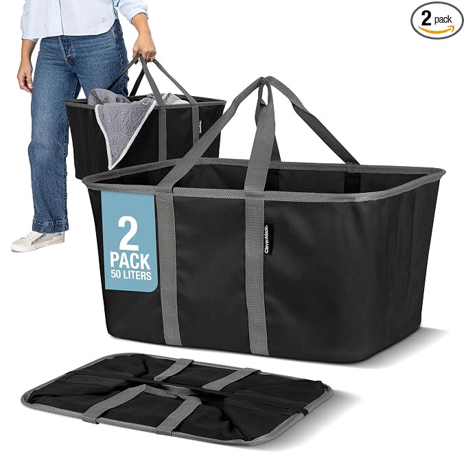 CleverMade Collapsible Laundry Tote 2-Pack (50L) – Foldable Carry-All Storage Bin for Laundry, ... | Amazon (US)
