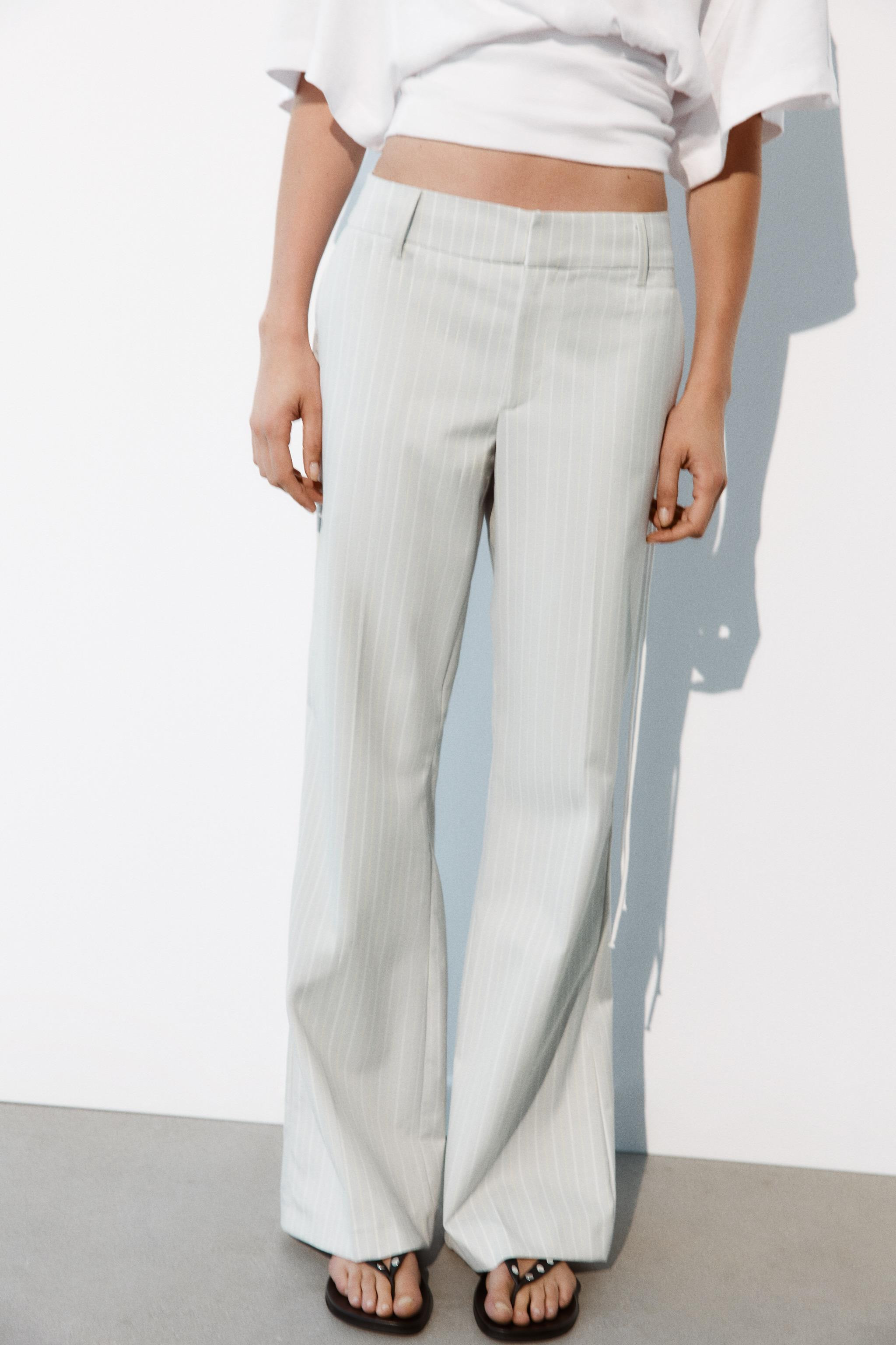 LOW-RISE STRIPED STRAIGHT-LEG TROUSERS | Zara UK