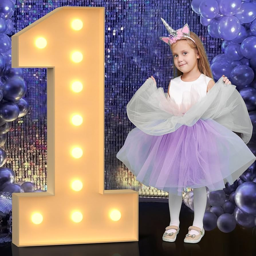 4FT Marquee Light Up Numbers, Large Marquee Numbers 1 for 21st 1st Birthday Decorations for Boy G... | Amazon (US)
