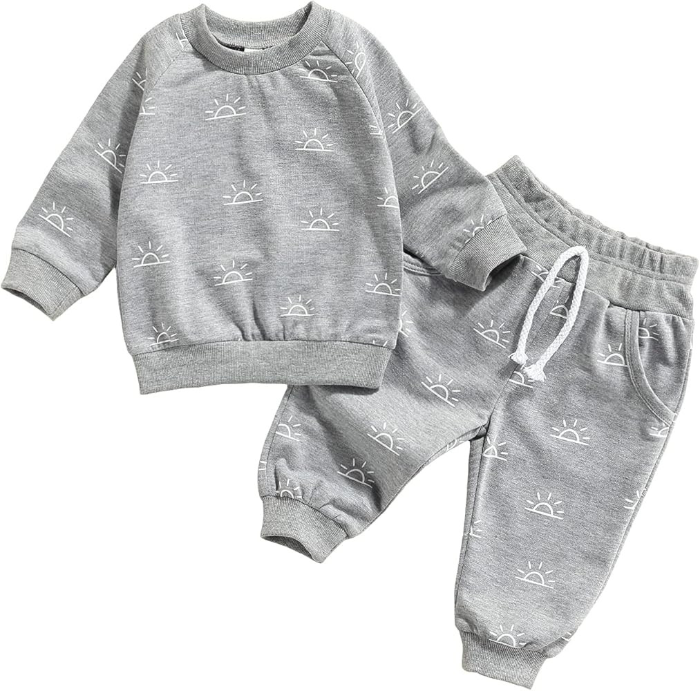 Newborn Baby Boys Clothes Sets Infant Cute Sun Print Long Sleeve Pullover Sweaters Pants Outfits ... | Amazon (US)