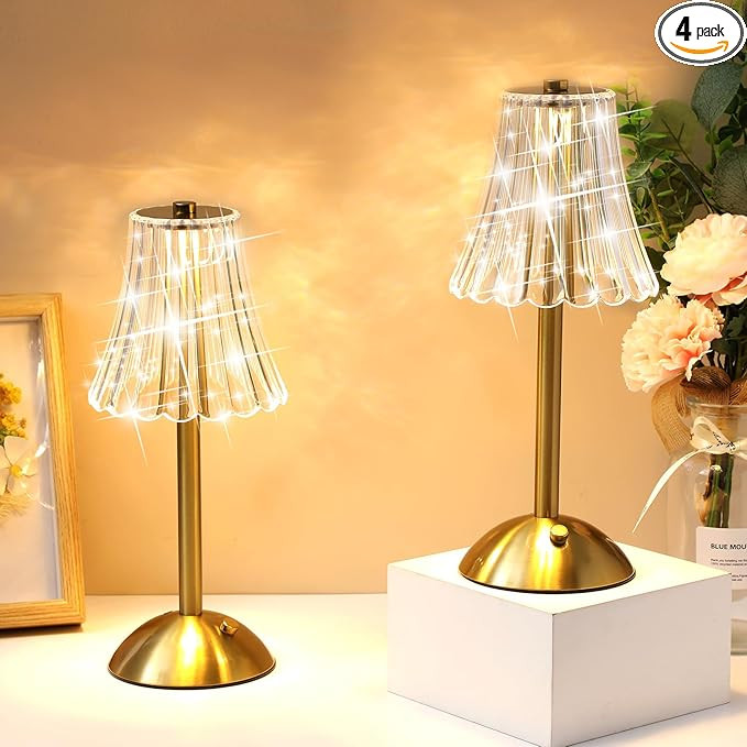 Liliful 4 Pcs Cordless Table Lamp Rechargeable Touch LED Small Gold Portable Battery Operated USB... | Amazon (US)