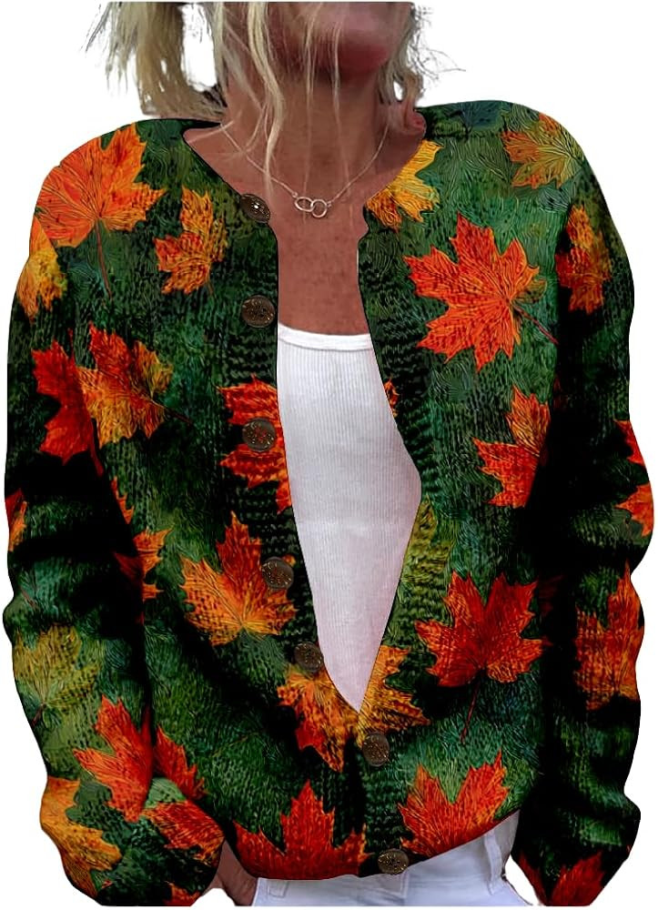 HOTYD Aztec Print Cardigans Sweaters for Women Crewneck Graphic Button Cardigan Casual Chunky Kni... | Amazon (US)