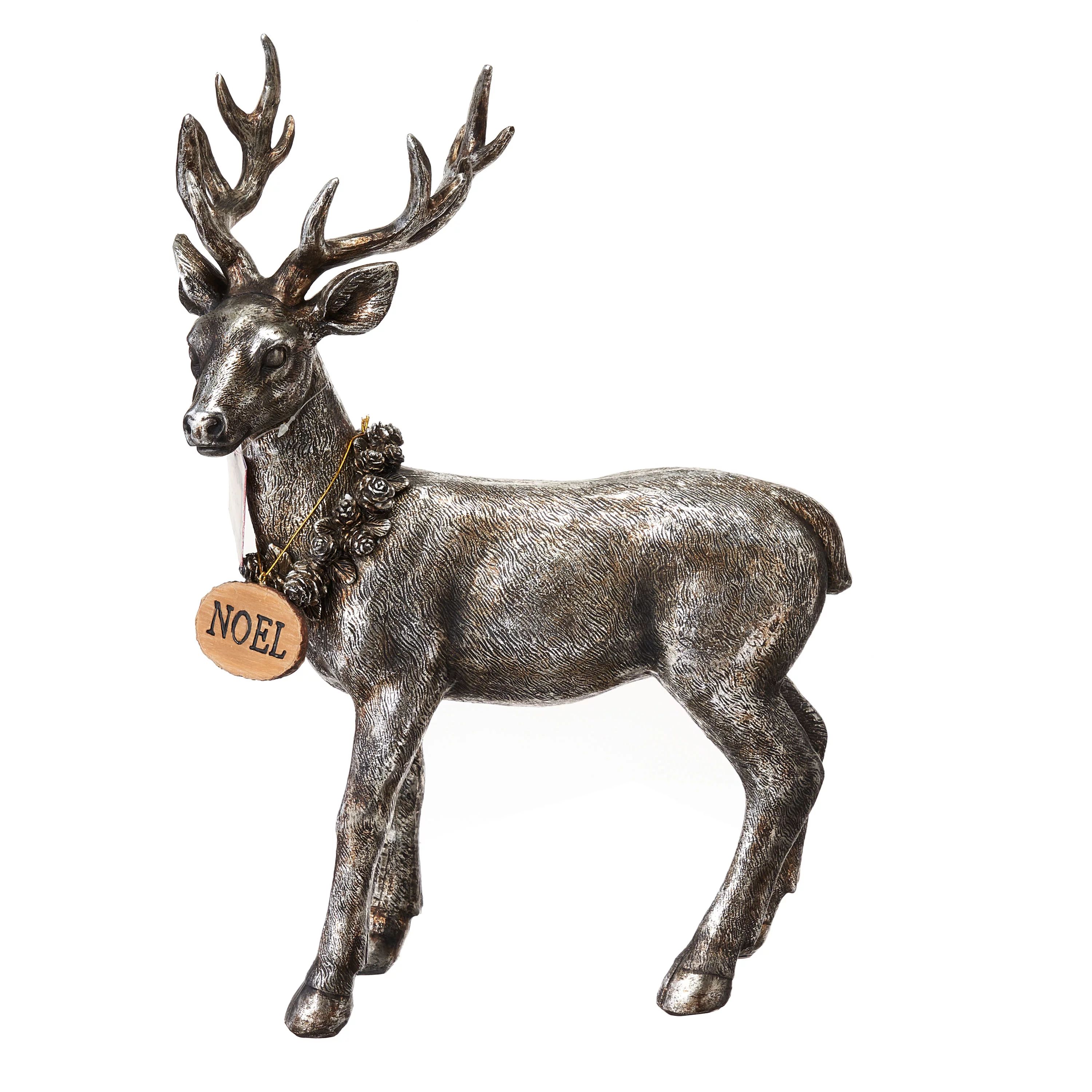 Holiday Time Polyresin Reindeer Tabletop Decor, Silver, 19" | Walmart (US)