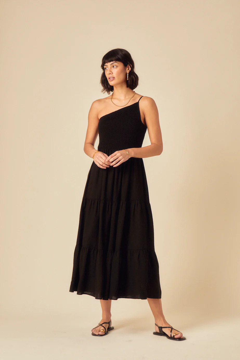 Black Asymmetric Frome Midi Dress | Nobody's Child