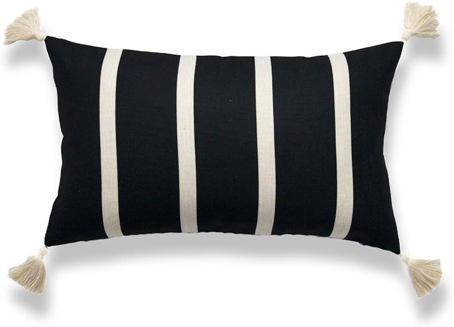 Coastal Decorative Throw Pillow Cover Only, for Couch, Sofa, or Bed, Navy Blue Solid Tassel, 20"x... | Amazon (US)