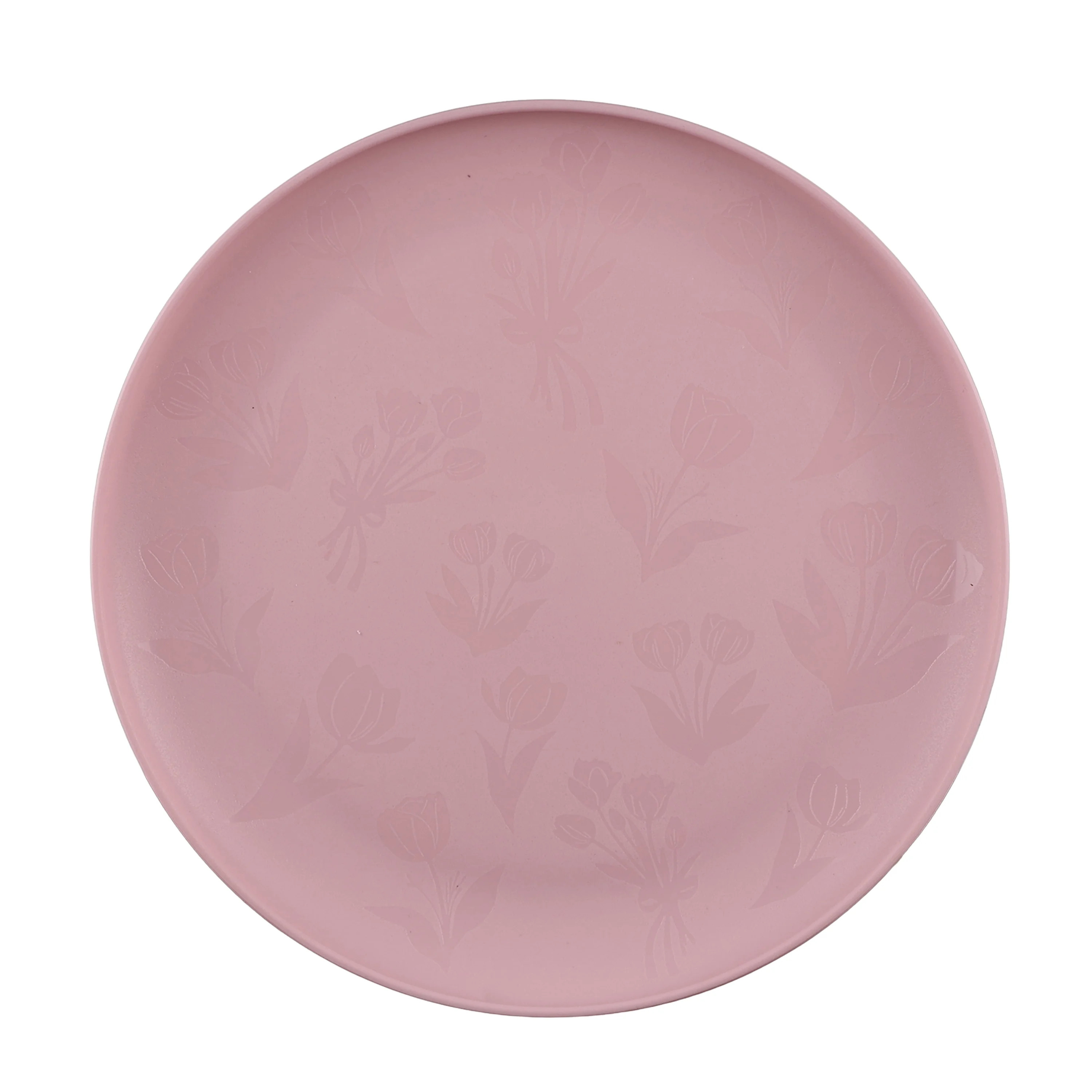 Mainstays - Pink Round Plastic Plate, Flower Etched, 10.5 inch | Walmart (US)