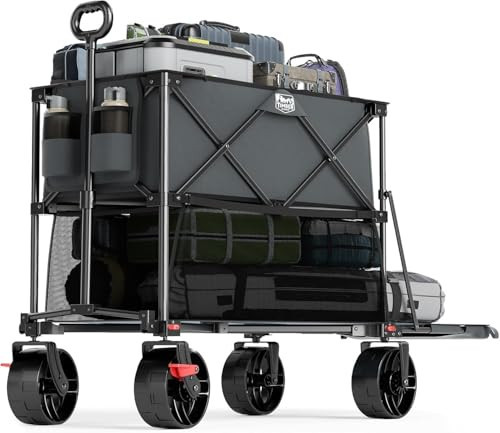 TIMBER RIDGE 400L Large Capacity Folding Double Decker Wagon with Brakes, 54" Extra Long Extender Wagon Cart, 450lbs Heavy Duty Collapsible Cart, All-Terrain Big Wheels for Camping, Sports, Shopping | Amazon (US)