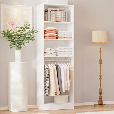 79-inch Closet Storage System, Wardrobe With Storage Compartments And Hanging Zone | Wayfair North America