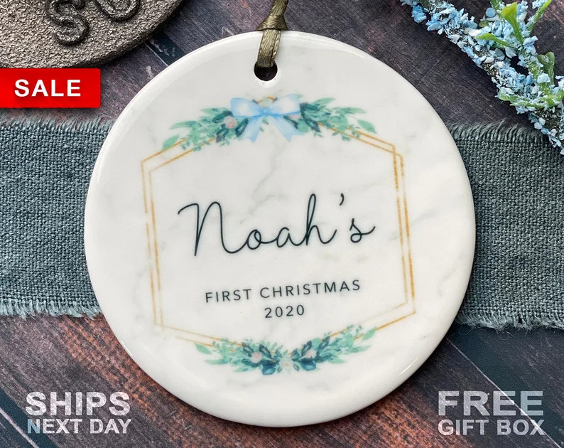 Baby's First Christmas Ornament - Personalized First Christmas Baby Boy Ornament - Custom Baby Na... | Etsy (US)