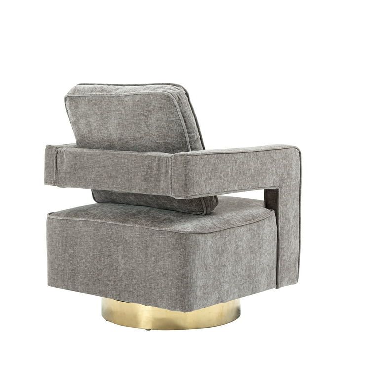 Swivel Accent Barrel Chair, Modern Curved Open Back Swivel Accent 3D Barrel Chenille Chair with G... | Walmart (US)