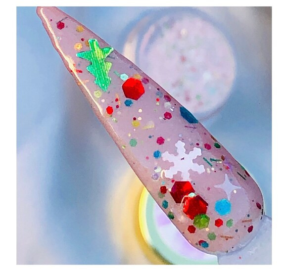 Santas Workshop Nude Glitter Christmas Gift Xmas Nails Acrylic | Etsy | Etsy (US)