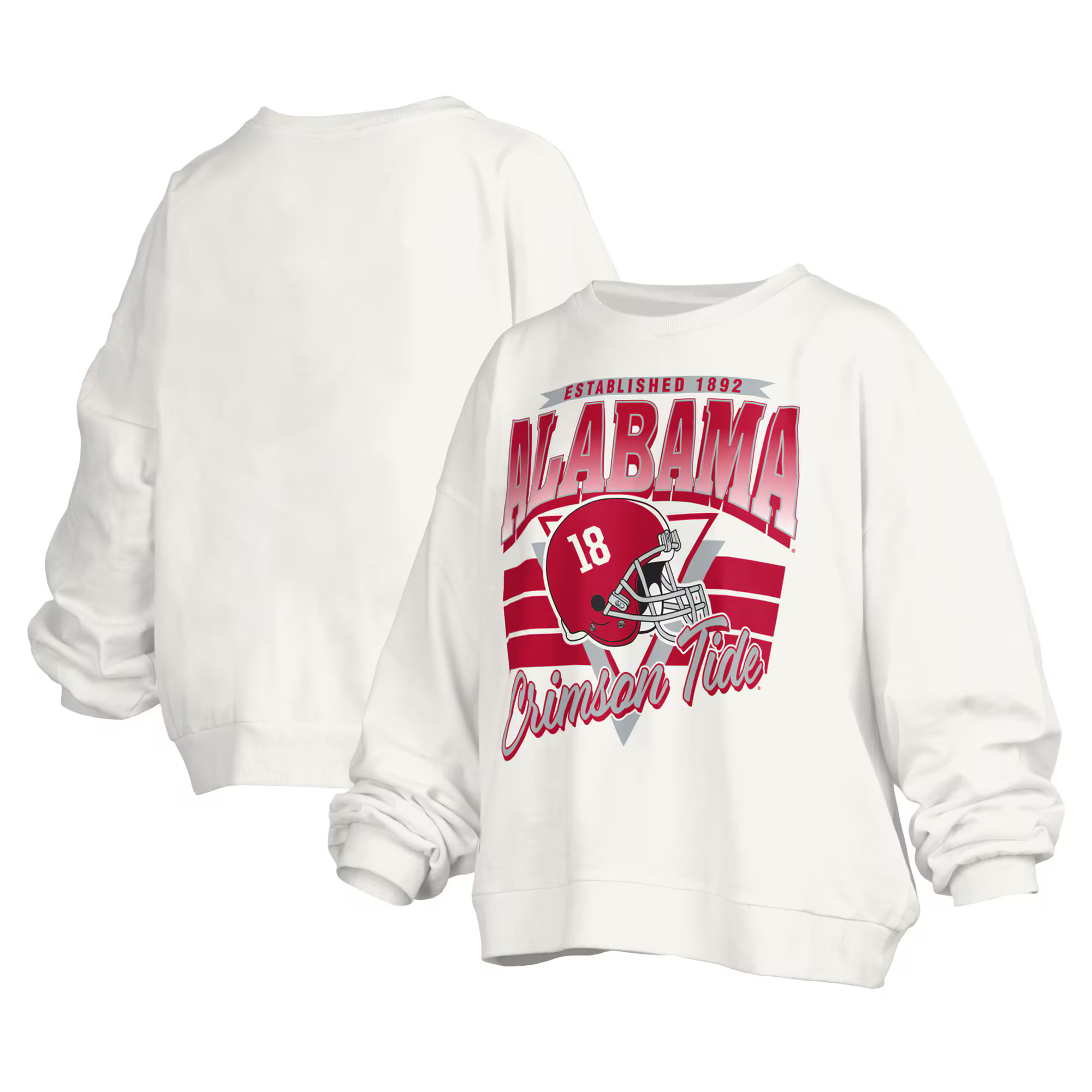 Alabama Crimson Tide Pressbox Women's Janice Retro Logo Oversized Pullover Sweatshirt - White | Fanatics