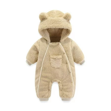 Boys Boy Clothes 3 To 6 Months s Cartoon Bear Hooded Toddler Summer Outfits Romper Fleece Jumpsuit Coat Winter Coat Toddler with Hooded Romper Pocket | Walmart (US)