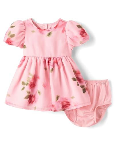The Children's Place,Baby-Girls,and Newborn Casual Short Sleeve Dress with Diaper CoverBlue Flora... | Amazon (US)