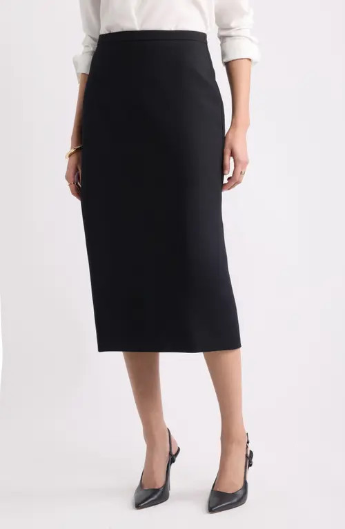 Nordstrom Suiting Column Midi Skirt in Black at Nordstrom, Size Xx-Large | Nordstrom