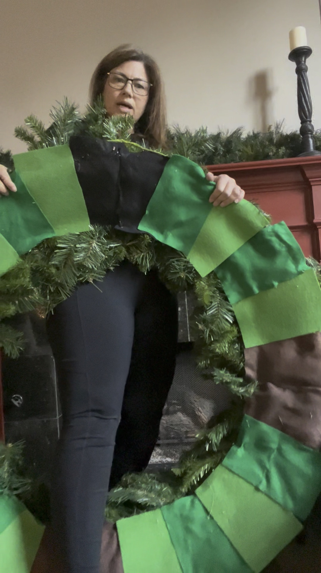 Tips for using large wreaths in doors:
1.  Cover the metal part on the back of the wreath with felt.
2. Create a picture frame wire across the top and cover it in fliral tape.
3. Fluff your wreath before hanging.
4.  Hld your breath and cross ypur fingers that the hook you slready have on the wall is the perfect height for your wreath.
5.  Add a 50 foot strand of cluster lights.
#christmas #christmastiktok #decor 