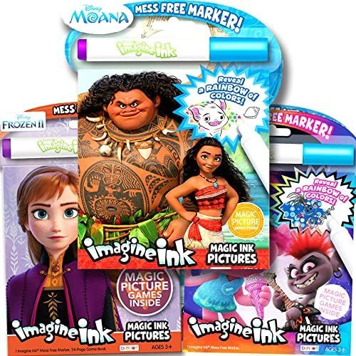Imagine Ink Magic Pictures Coloring Activity Books Set - Moana, Trolls World Tour & Frozen II | Amazon (US)