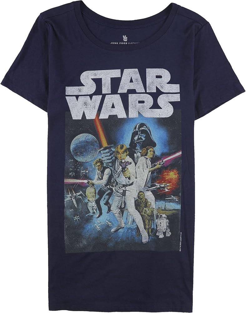 Junk Food Womens Poster Graphic T-Shirt, Blue, Plus Size, 1X | Amazon (US)