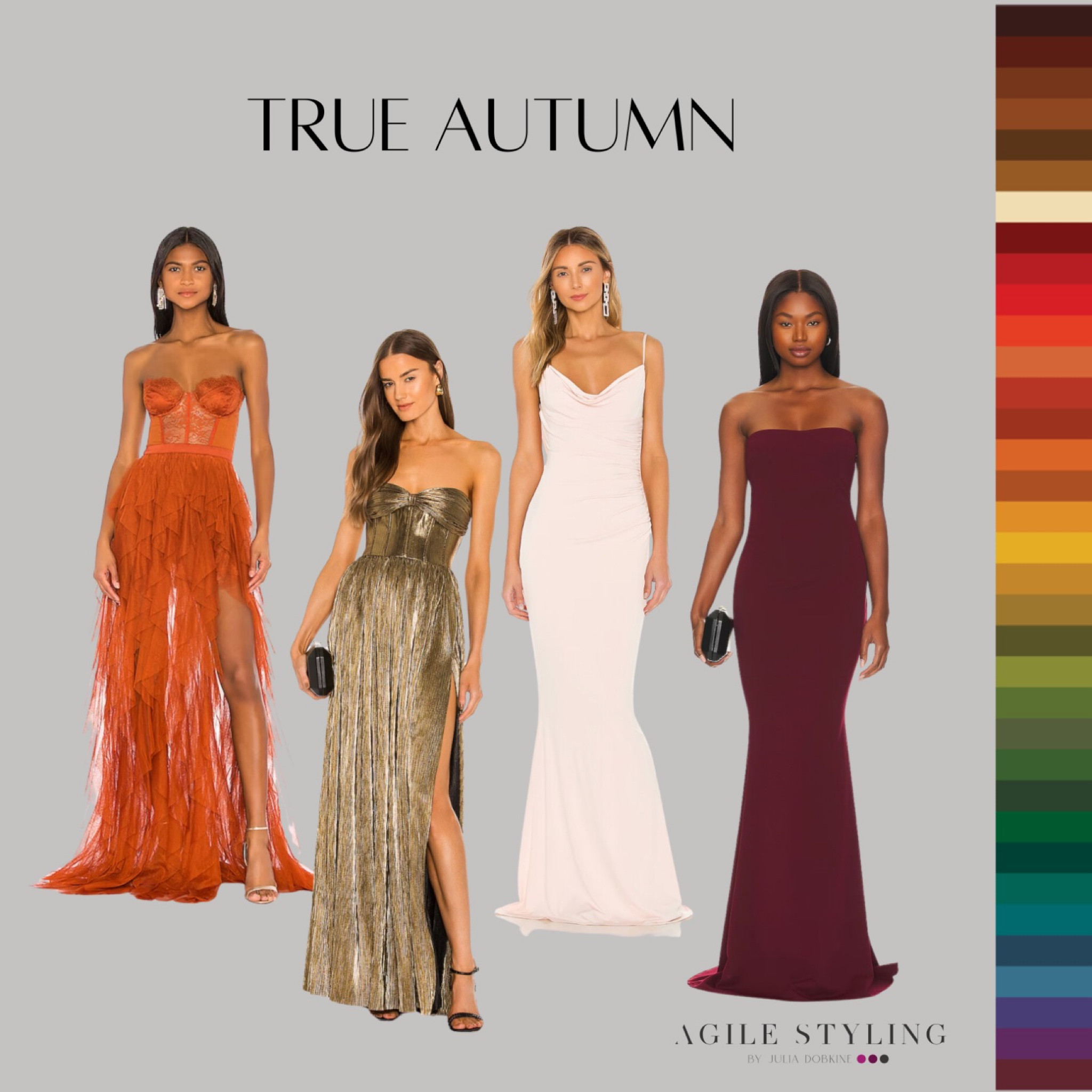 True Autumns, celebrate this Valentines Day with dresses in earthy, woodsy tones. Choose rich fabrics for a touch of luxury and embrace the natural warmth of autumn colors. Consider A-line or wrap dresses for a flattering silhouette, opt for long sleeves or off-shoulder styles for a touch of romance. ♥️

#LTKSeasonal #LTKparties #LTKMostLoved
