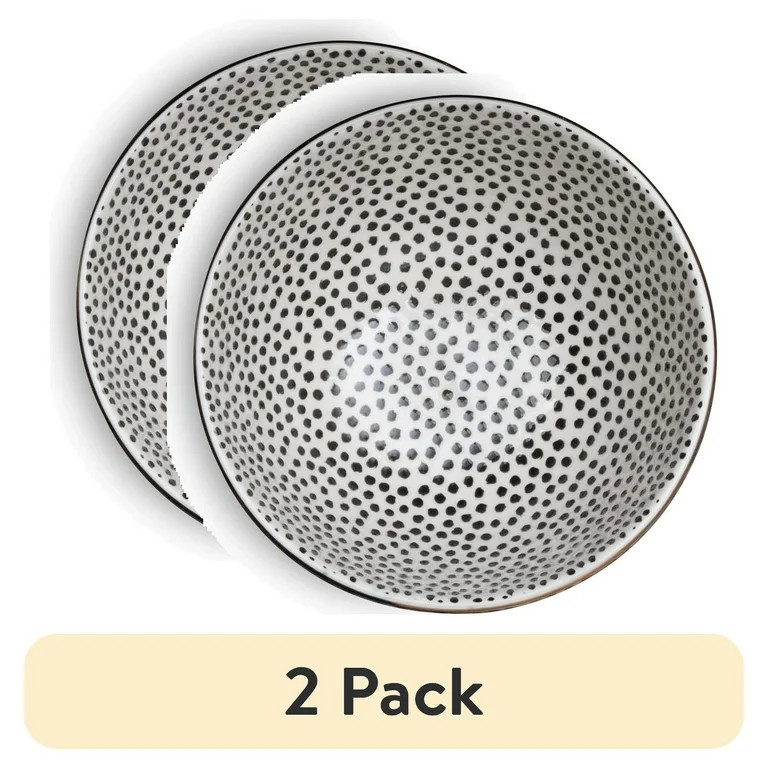 (2 pack) Thyme & Table Dot Ceramic Bowl Black and White | Walmart (US)