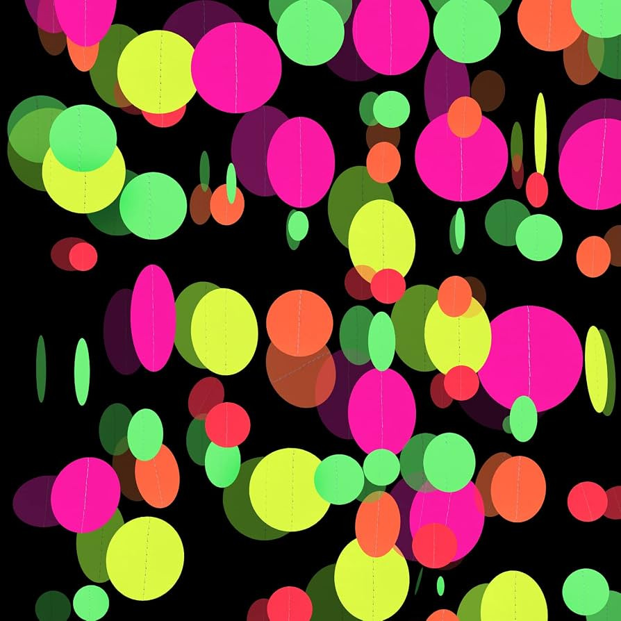 108feet Paper UV Round Dot Neon Garland Blacklight Reactive Glow in The Dark Party Supplies Strea... | Amazon (US)