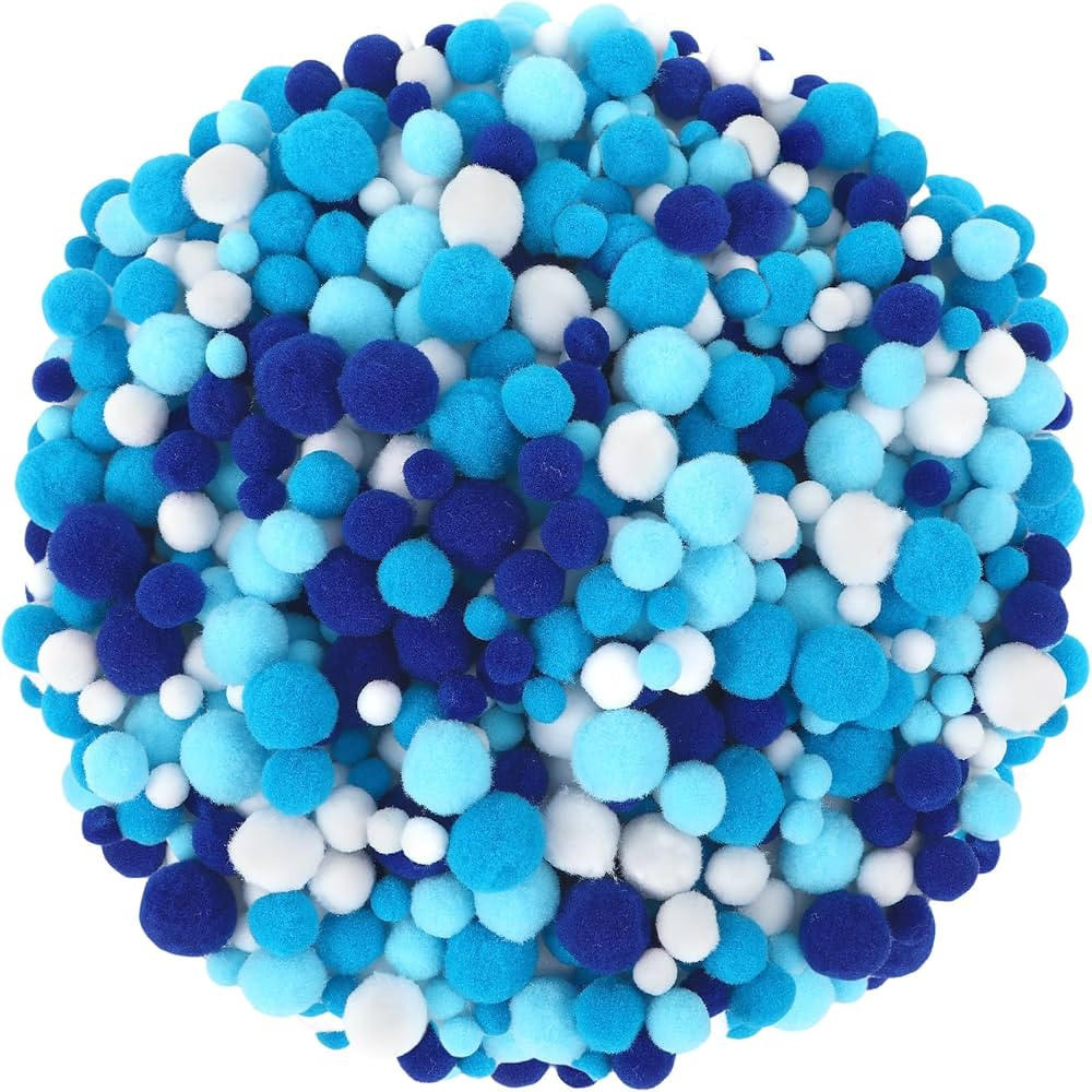 UPINS Blue Pom Poms Balls, 600 Pieces Pom Poms Mixed Sizes Pompoms for Chanukah Christmas Winter ... | Amazon (US)