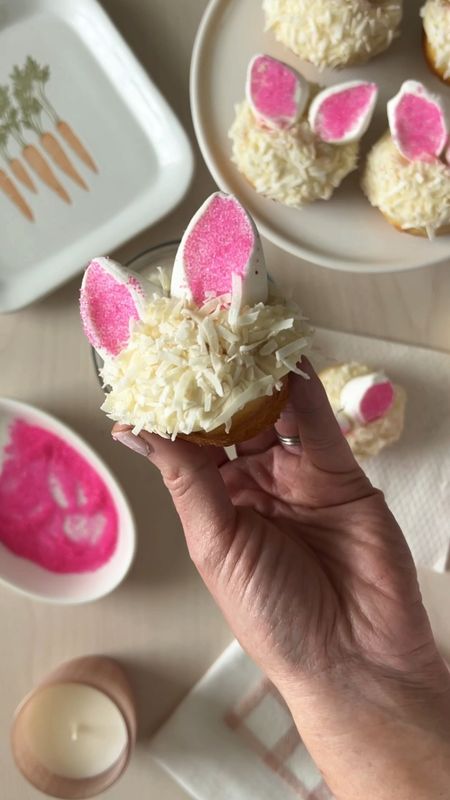 

BUNNY CUPCAKES

🐰Here’s an EASY dessert idea for Easter. These bunny cupcakes are so much fun and super easy to make!

🐰First bake your cupcakes and ice them. I used boxed cake mix and iced them as I normally would. 

🐰Next gently roll the cupcake icing in coconut flakes to look like bunny fur. 

🐰Cut a large marshmallow in half on the diagonal and dip the sticky sides in pink sugar sprinkles. 

🐰Place marshmallow “ears” on top of the cupcake. Bunny cupcake complete! 

Enjoy! 

Save this post for later and follow for more easy Holiday ideas!  

Or comment ‘LINKS’ and I’ll send you a direct message with the links to shop the supplies to make the bunny cupcakes, along with with the cute bunny cake stand! 


#LTKVideo #LTKSeasonal #LTKhome