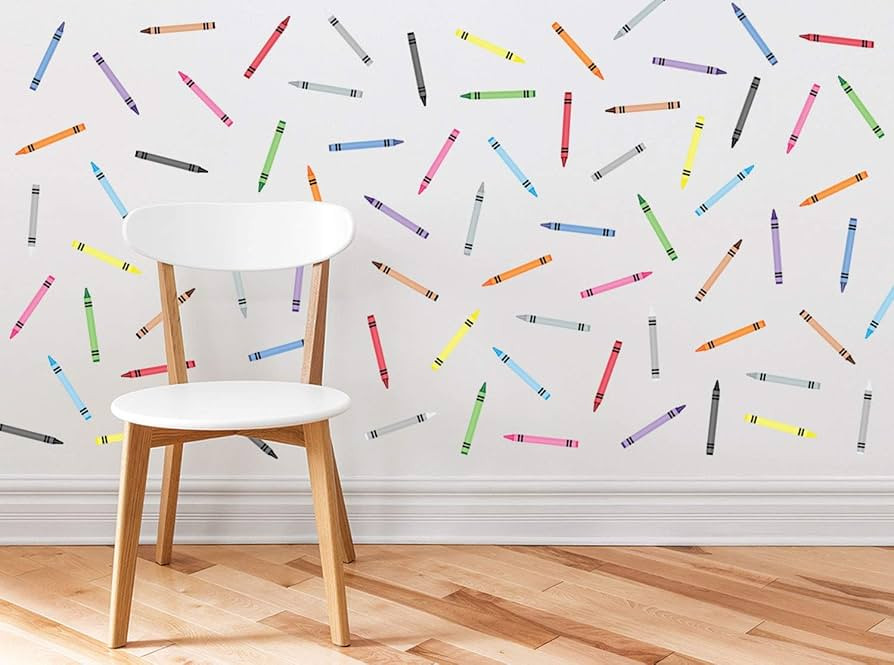 Sunny Decals Mini Crayons Fabric Wall Decal- Set of 72 Mini Crayons with 9 Colors. Repositionable... | Amazon (US)