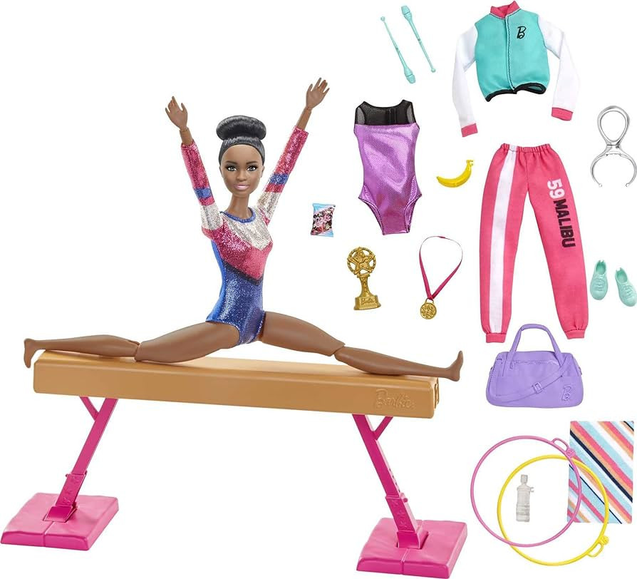 Barbie Gymnastics Playset with Doll and 15+ Accessories, Twirling Gymnast Toy with Balance Beam, ... | Amazon (US)