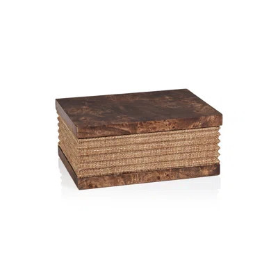 Sabinio Burlwood & Raffia Decorative Box | Wayfair North America
