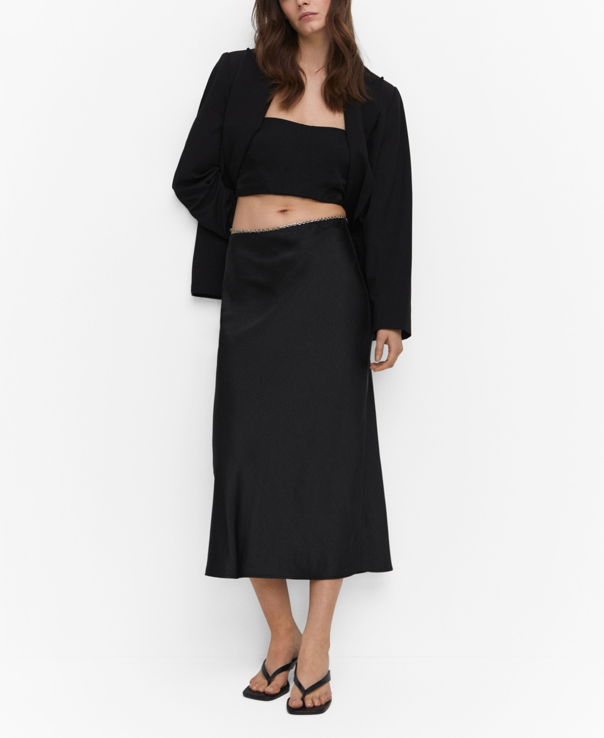 Mango Women's Midi Satin Skirt - Black | Macy's