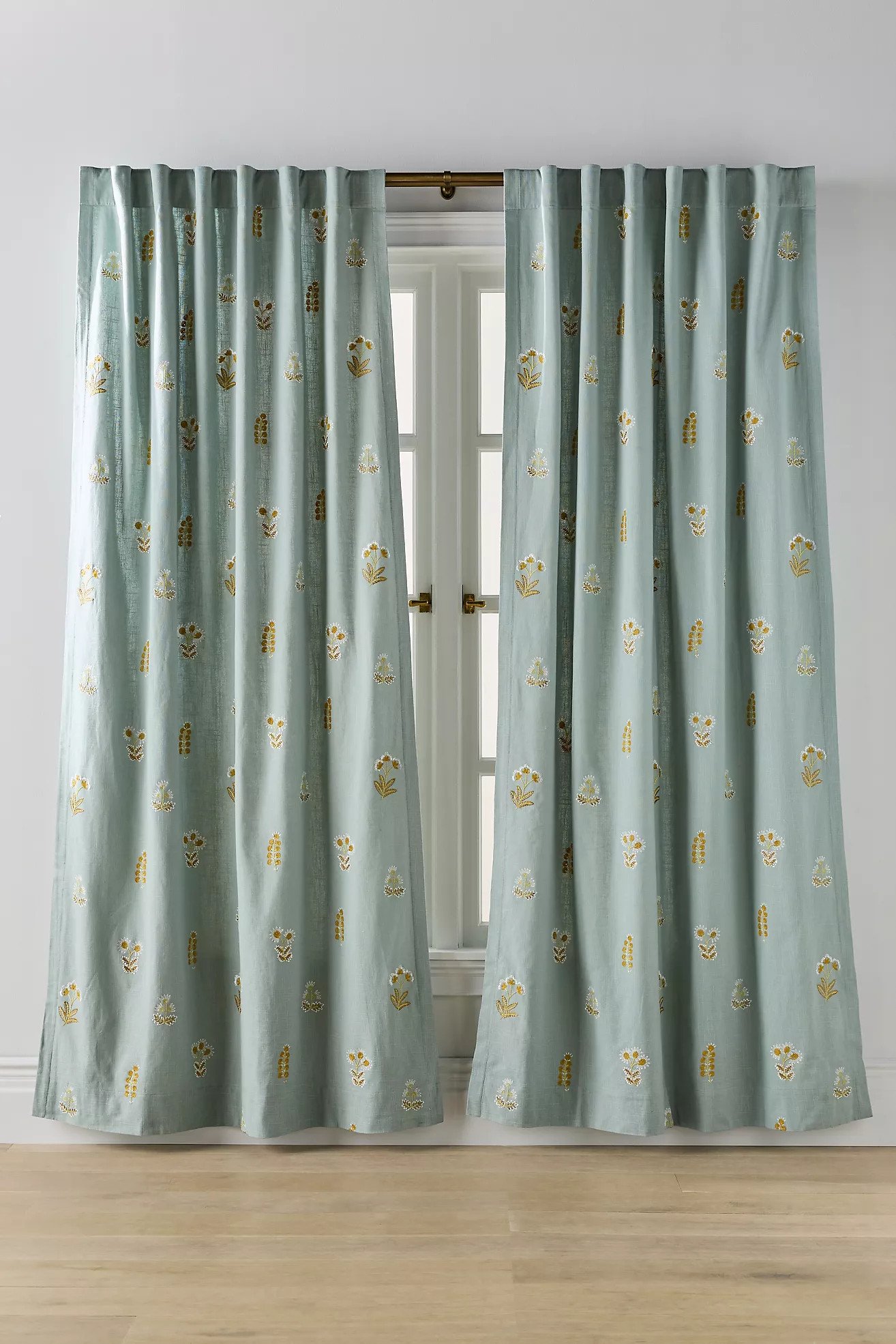 Rosalie Cotton Embroidered Floral Curtain | Anthropologie (US)