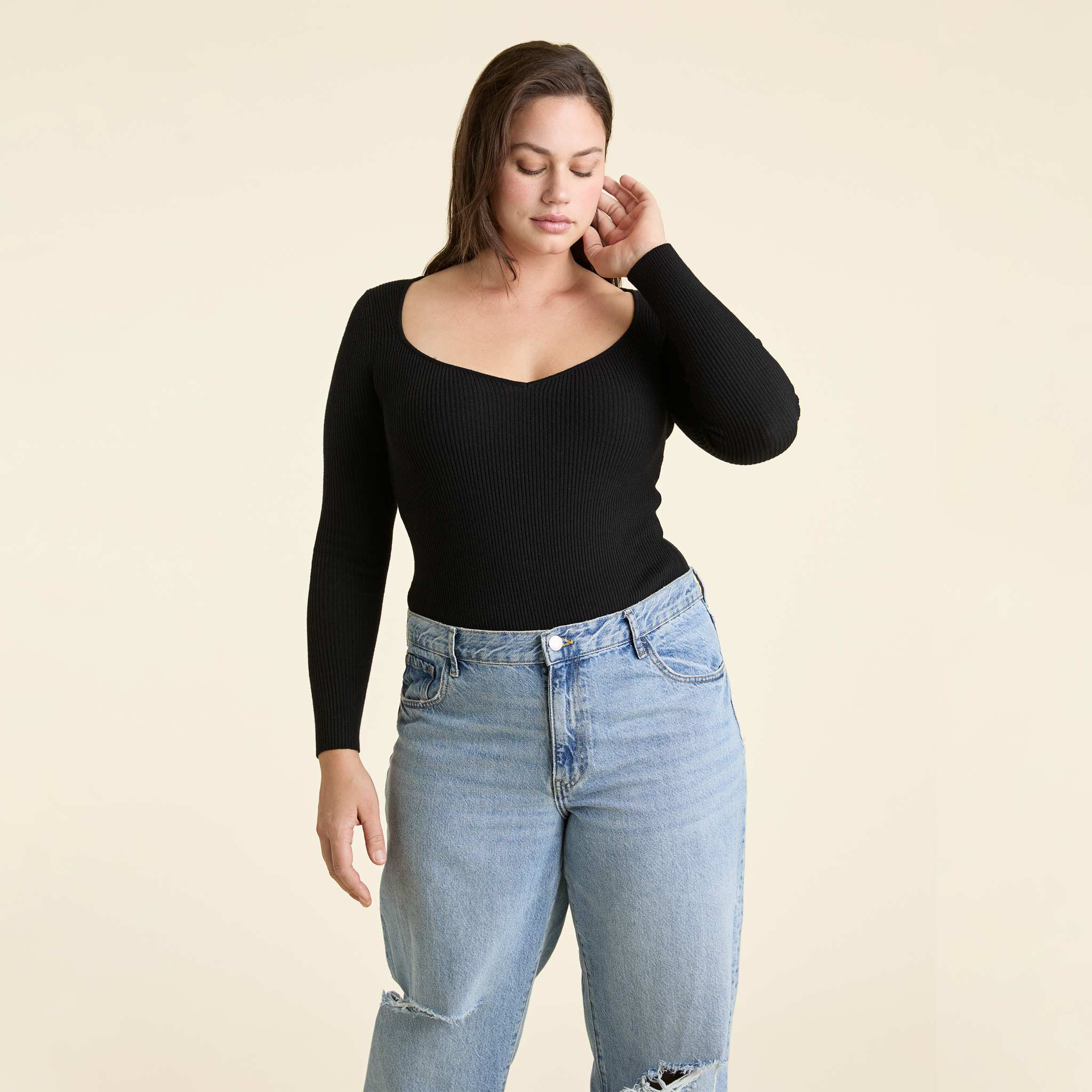 Sweetheart Sweater Bodysuit | Black - nuuds | nuuds