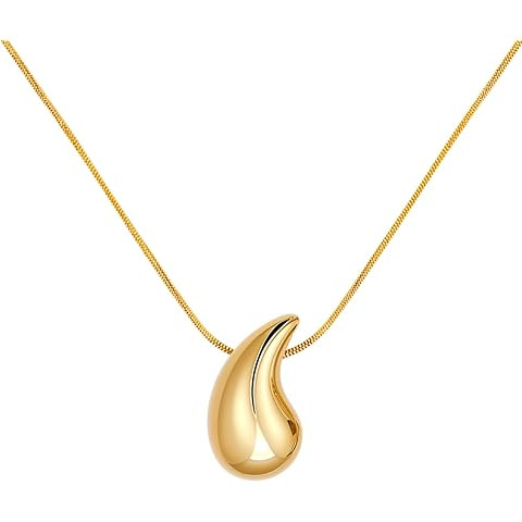PAVOI 14K Gold Plated Dainty Pear Pendant Necklace for Women | Tear Pendant Necklaces | Amazon (US)