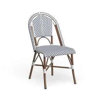 Safavieh Dining Rural Woven Salcha Blue/ White Indoor/ Outdoor Stackable Dining Chairs (Set of 2)... | Bed Bath & Beyond