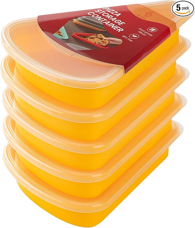 5Pack Reusable Silicone Leftover Pizza Slice Storage Container Box with Air-tight Lids-BPA Free,F... | Amazon (US)