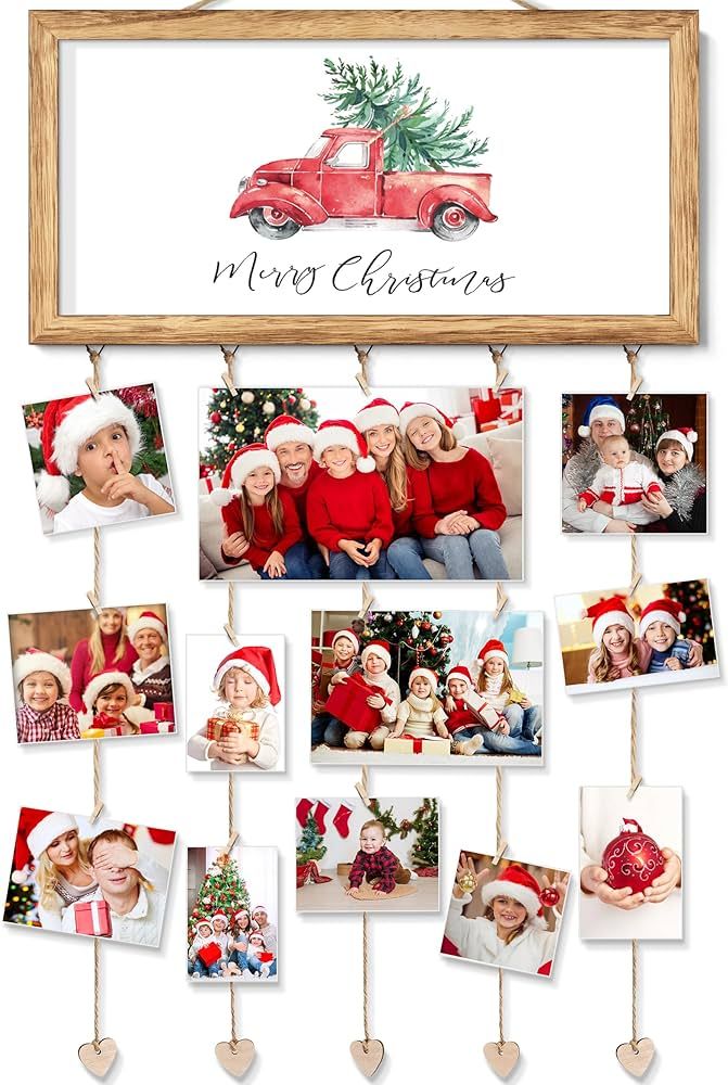 Christmas Card Holder Display Wall Hanging Christmas Card Display Clips Photo Holder Merry Christ... | Amazon (US)