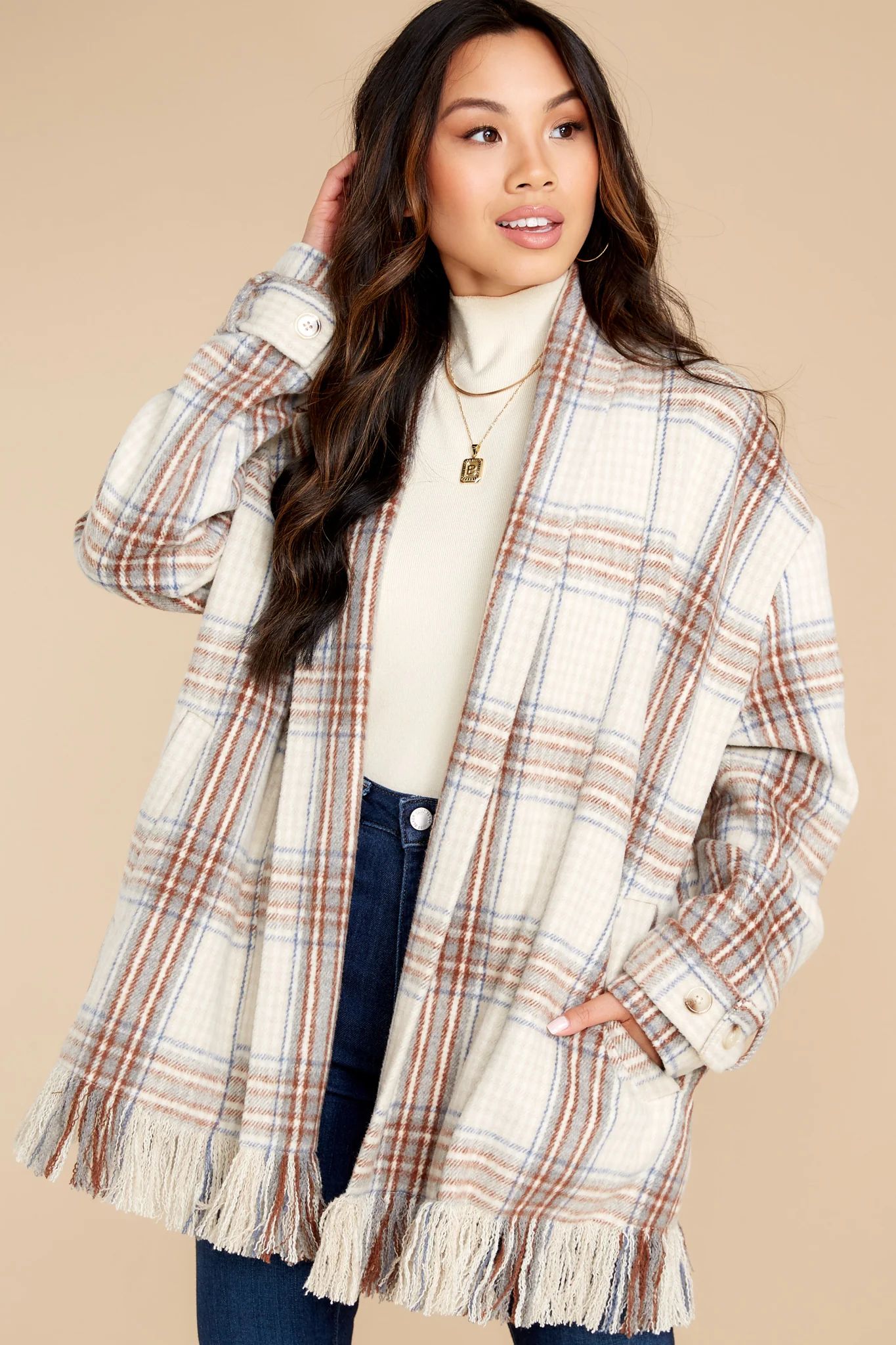 It's Crisp Tonight Camel Plaid Jacket | Red Dress 