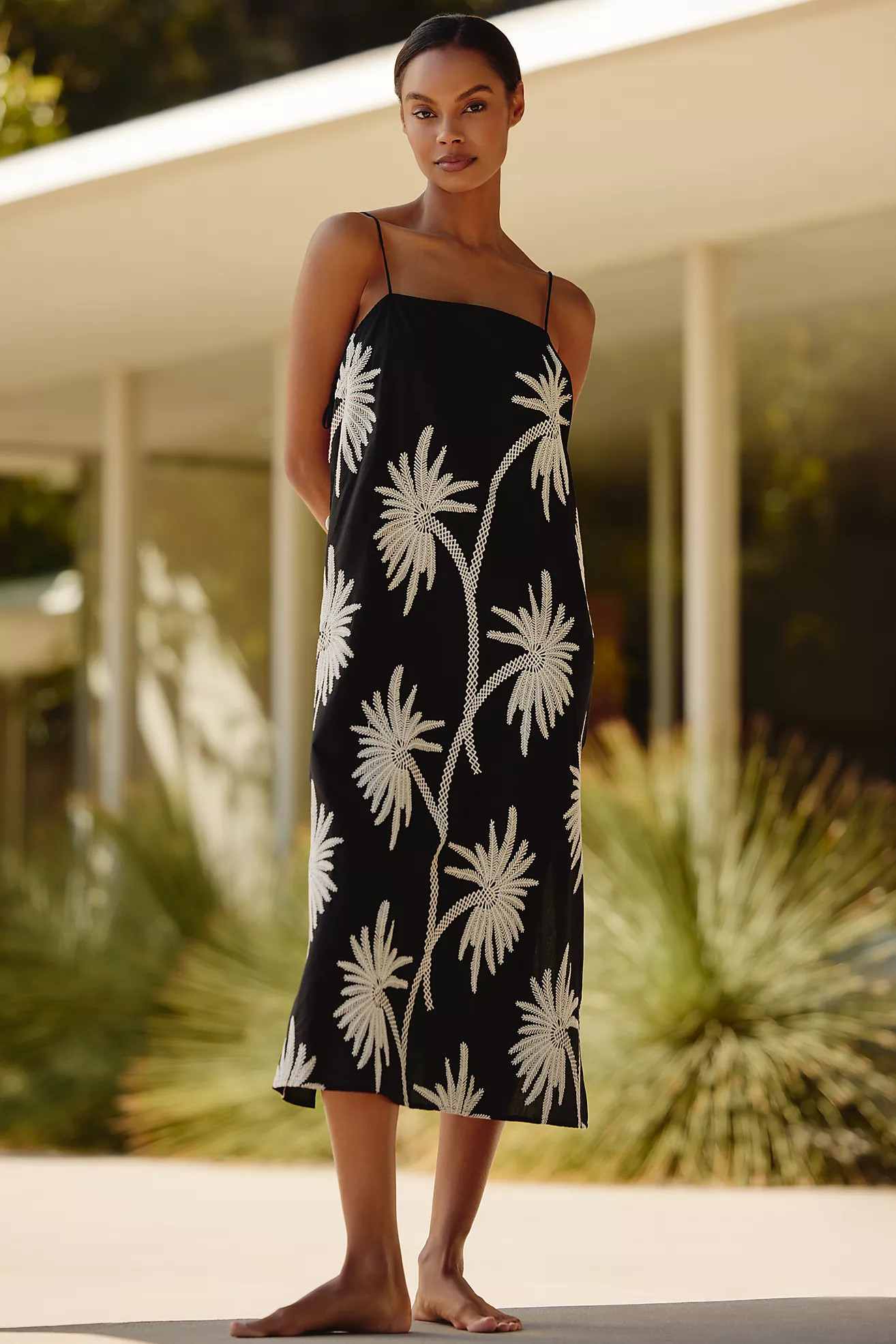 Traffic People Palm Tree Embroidered Tunic Dress | Anthropologie (US)