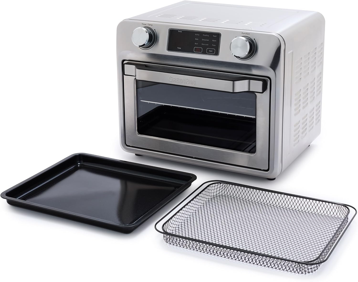 GreenPan Bistro Stainless Steel 9-in-1 Air Fry Oven, Nonstick Baking Pan, Stainless Steel Rack, a... | Amazon (US)