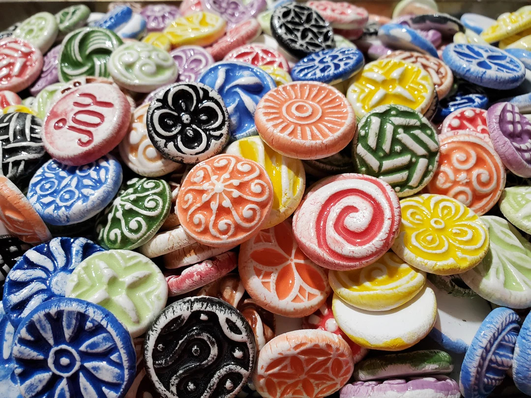 15 CERAMIC Mini TILES - Mixed Designs - Glazed - Great for MOSAICS, Magnets, Jewelry Designs, and... | Etsy (US)