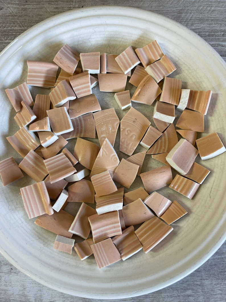 Vintage Fiesta Apricot China Mosaic Tiles: 75 Pieces - From a Bowl - Etsy | Etsy (Global)