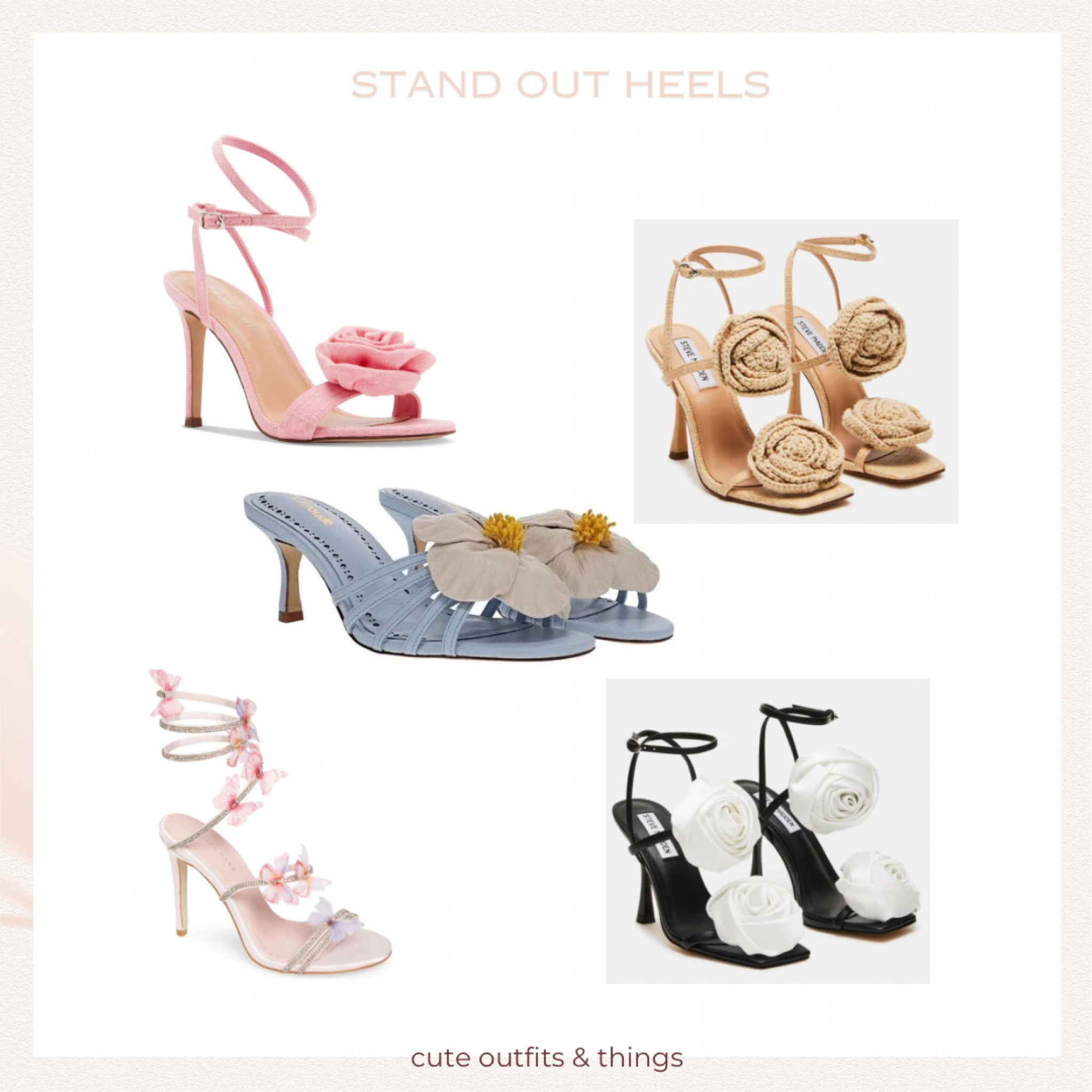 Walking on petals of style from brunch dates to evenings out, these rosette heels add a touch of floral finesse to any ensemble blending romance and trend effortlessly. 
#HeelGameStrong
#StepIntoStyle
#ElevateYourLook
#FashionFootwear
#HighHeelHustle
#StilettoSquad
#HeelEnvy
#WalkTheTalk
#SlayInHeels
#HeeledUp

#LTKshoecrush #LTKfindsunder100 #LTKwedding