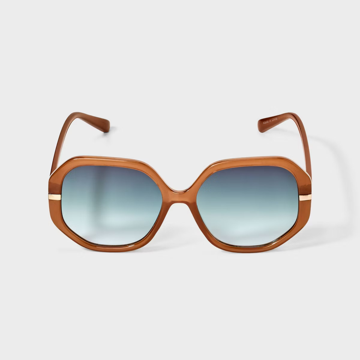 Women's Oversized Hexagonal Round Sunglasses - A New Day™ Brown | Target