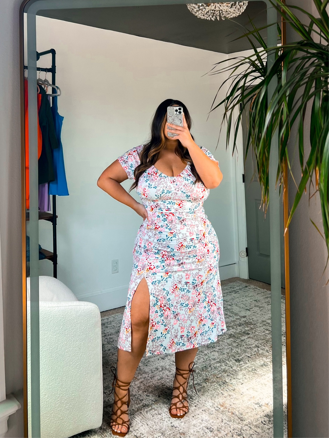 Spring floral dress on a size 14 

Smocked back for bust 

Available in several colors 

Wearing an XL 

#spring #dress #floral #size14 #size16 

#LTKfindsunder50 #LTKwedding #LTKmidsize