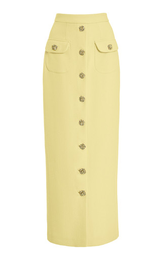 Exclusive Dakota Button-Detailed Wool Crepe Maxi Skirt | Moda Operandi (Global)
